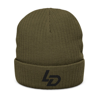 Embroidered LD Ribbed Knit Beanie — Cozy Casual Winter Hat Printify