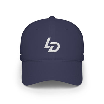 LD Embroidered Low Profile Baseball Cap — Red Minimalist Logo Hat Printify
