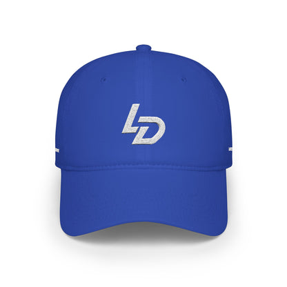 LD Embroidered Low Profile Baseball Cap — Red Minimalist Logo Hat Printify