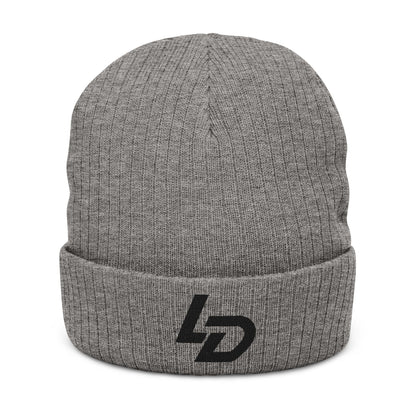 Embroidered LD Ribbed Knit Beanie — Cozy Casual Winter Hat Printify
