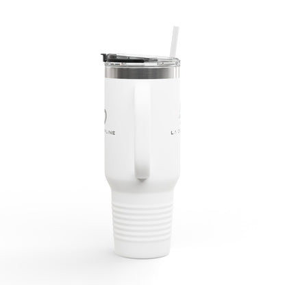 La Discipline 40oz Insulated Travel Mug – Large Stainless Steel Tumbler with Straw &amp; Handle Printify