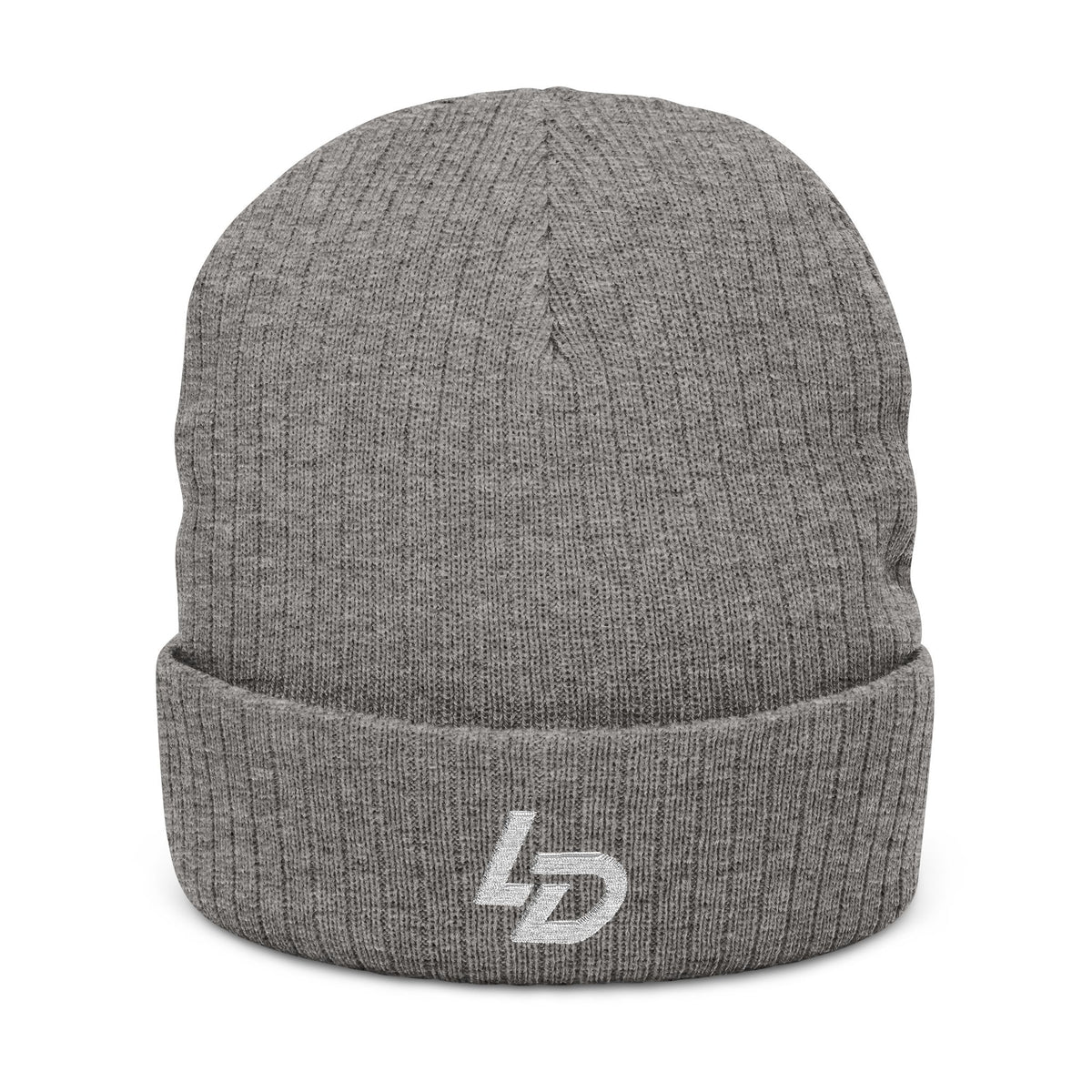 Embroidered LD Ribbed Knit Beanie — Minimal Logo Winter Hat Printify
