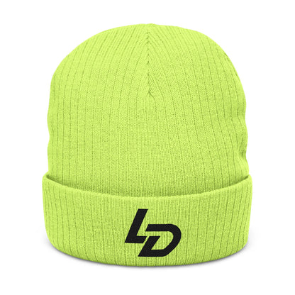Embroidered LD Ribbed Knit Beanie — Cozy Casual Winter Hat Printify