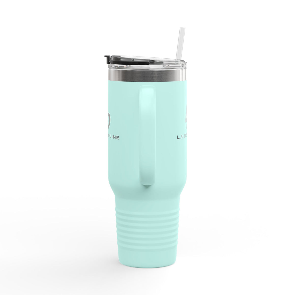 La Discipline 40oz Insulated Travel Mug – Large Stainless Steel Tumbler with Straw &amp; Handle Printify