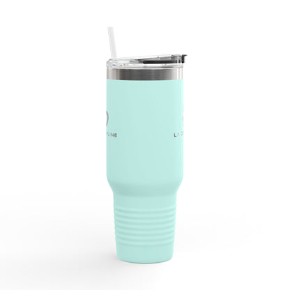 La Discipline 40oz Insulated Travel Mug – Large Stainless Steel Tumbler with Straw &amp; Handle Printify