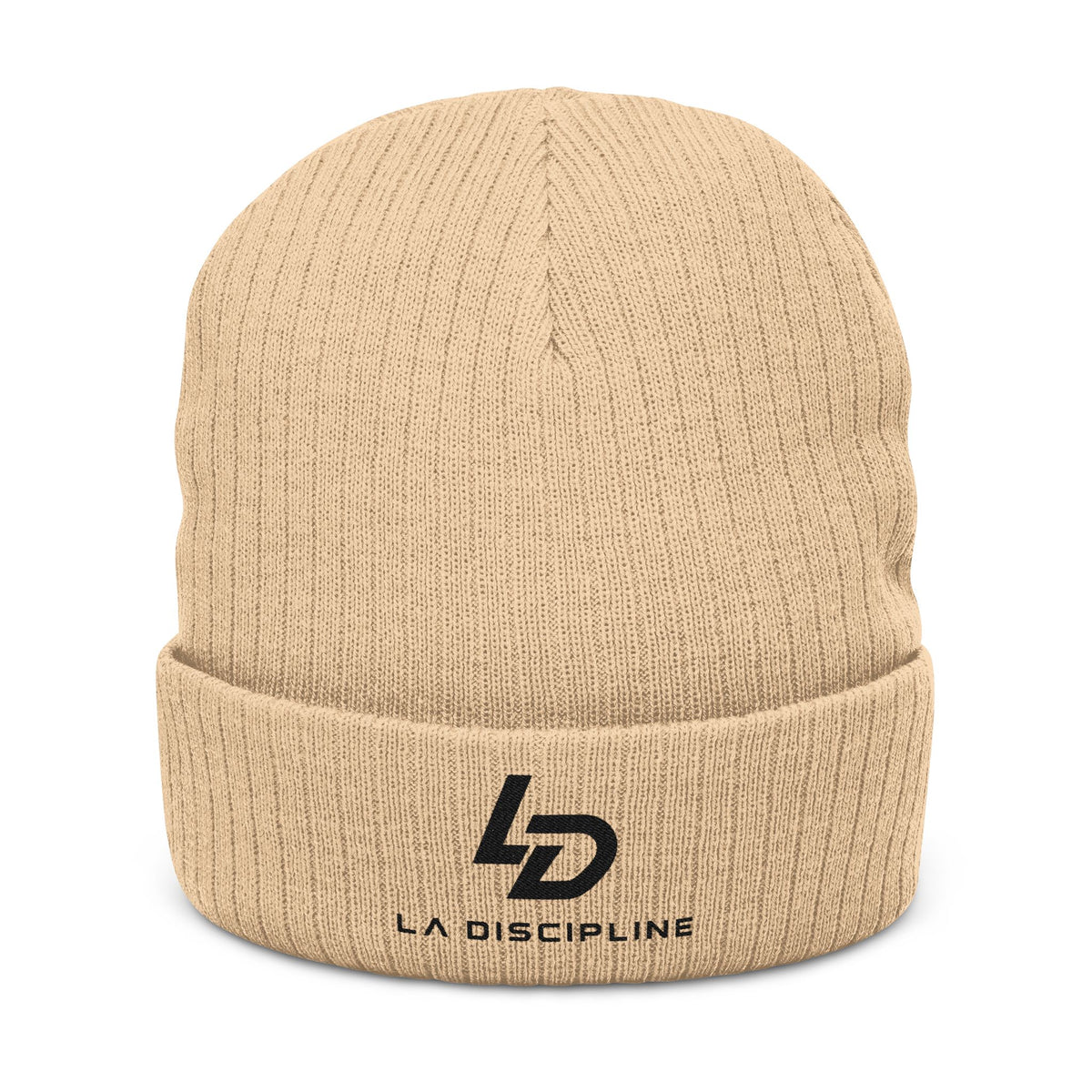 Embroidered Ribbed Beanie – La Discipline Logo Knit Cap Printify