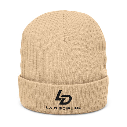 Embroidered Ribbed Beanie – La Discipline Logo Knit Cap Printify