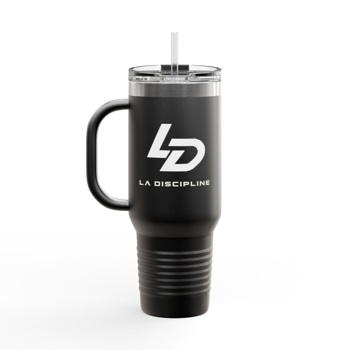 La Discipline 40oz Insulated Travel Mug — Large Stainless Steel Tumbler with Handle &amp; Straw Printify