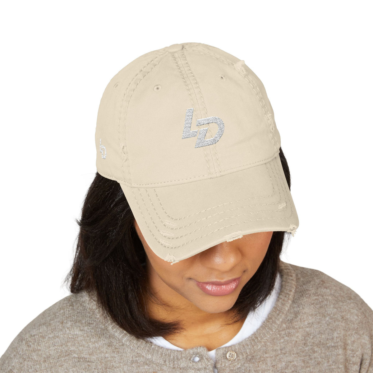 Distressed Embroidered Dad Hat — "LD" Logo &amp; "La Discipline" Back Printify