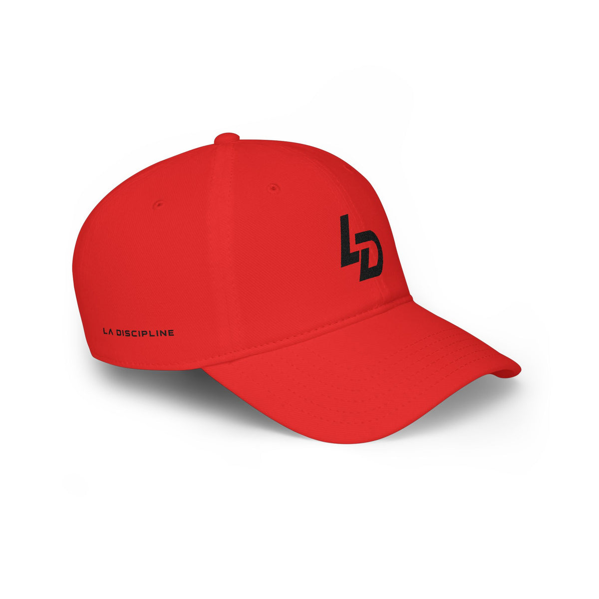 LD Logo Low-Profile Baseball Cap — Minimalist Red Hat with &