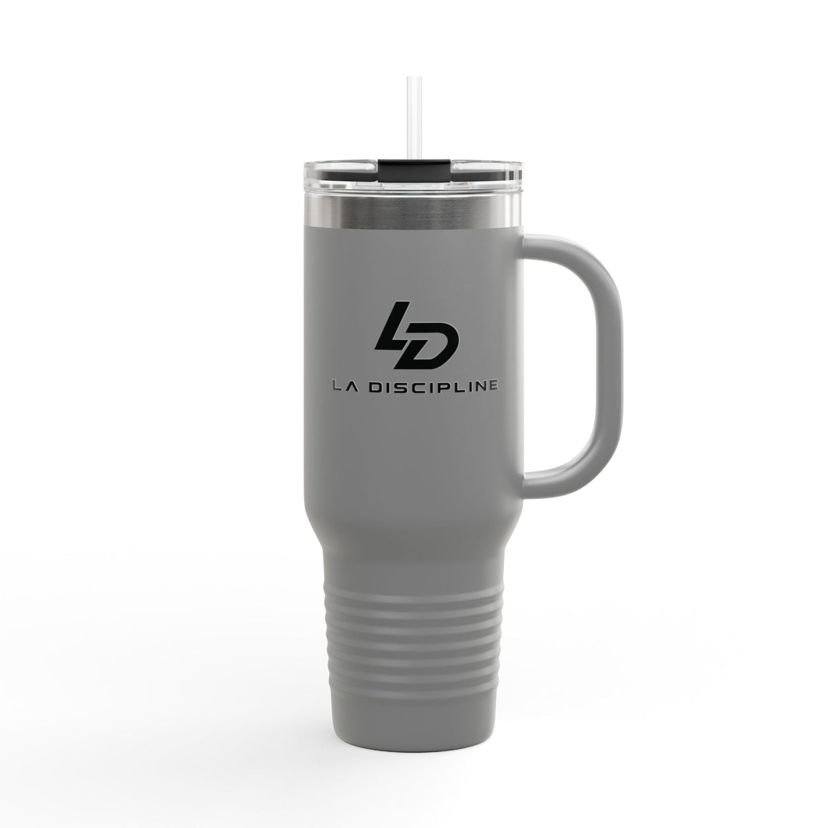 La Discipline 40oz Insulated Travel Mug – Large Stainless Steel Tumbler with Straw &amp; Handle Printify