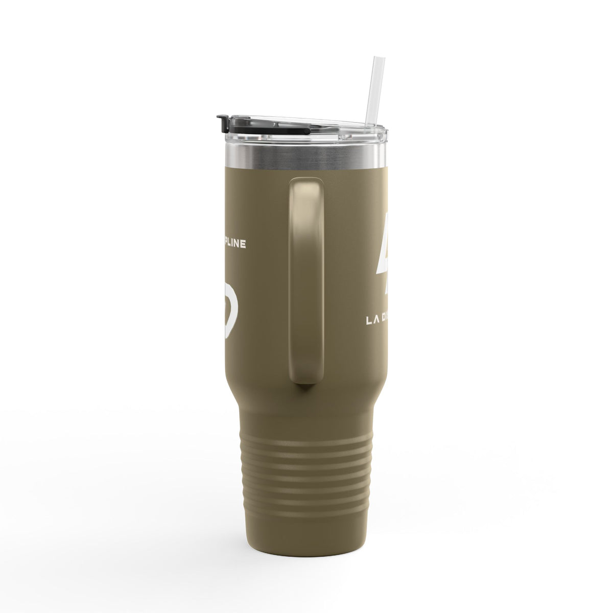 La Discipline 40oz Insulated Travel Mug — Large Stainless Steel Tumbler with Handle &amp; Straw Printify