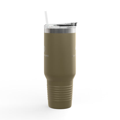 La Discipline 40oz Insulated Travel Mug – Large Stainless Steel Tumbler with Straw &amp; Handle Printify