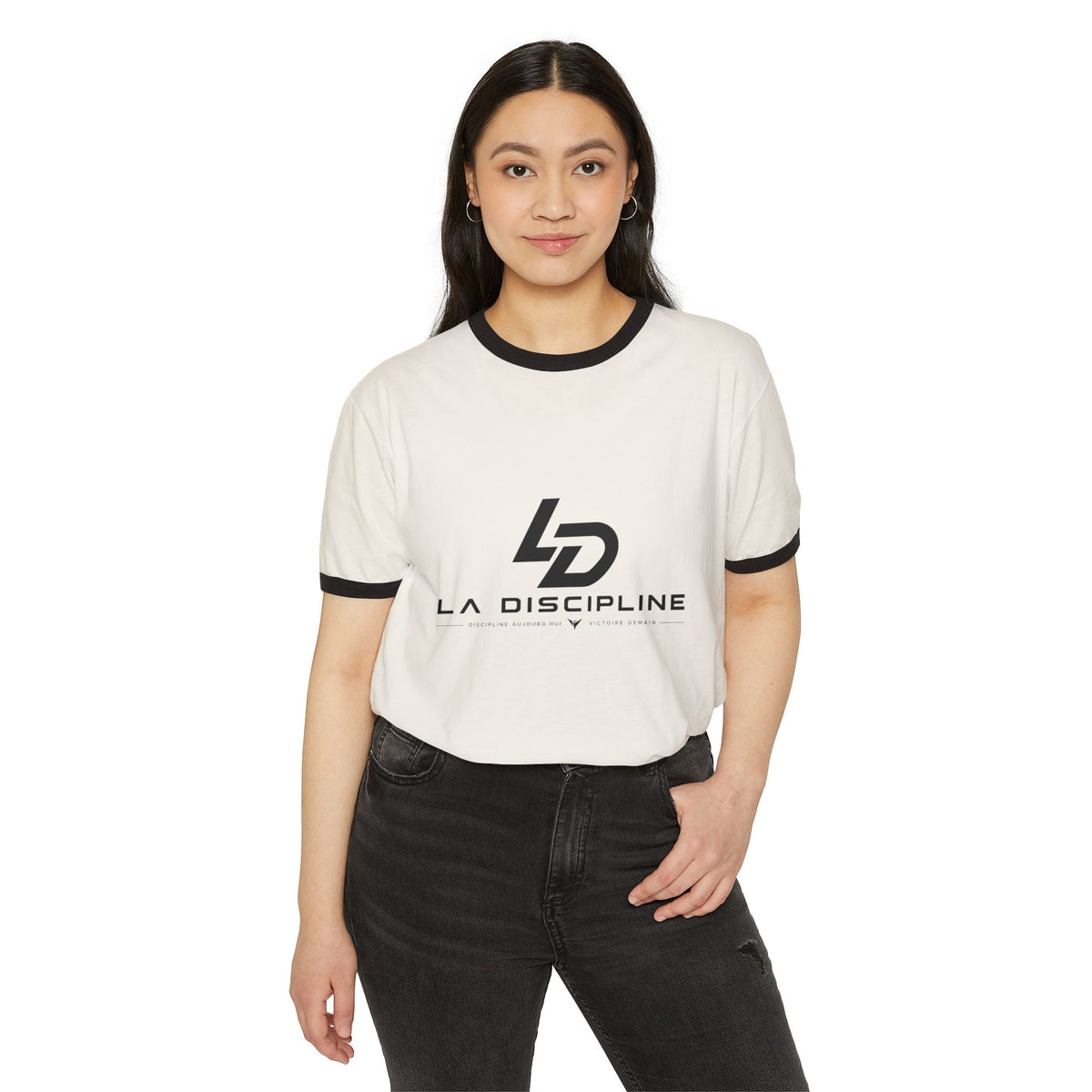 Ringer T-Shirt — "LA DISCIPLINE" Logo Athletic Retro Tee