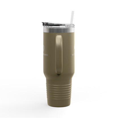 La Discipline 40oz Insulated Travel Mug – Large Stainless Steel Tumbler with Straw &amp; Handle Printify