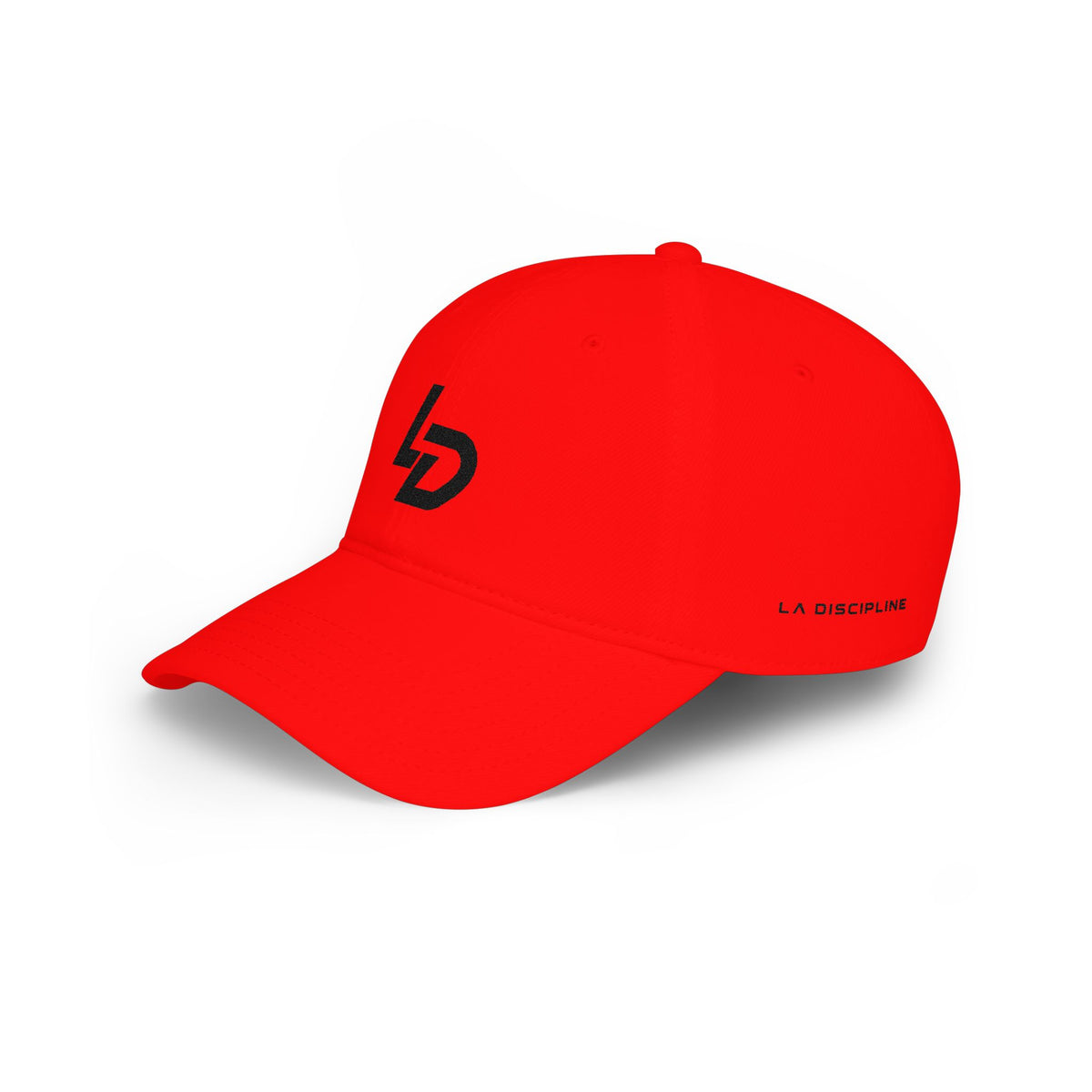 LD Logo Low-Profile Baseball Cap — Minimalist Red Hat with &