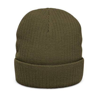 Embroidered LD Ribbed Knit Beanie — Minimal Logo Winter Hat Printify