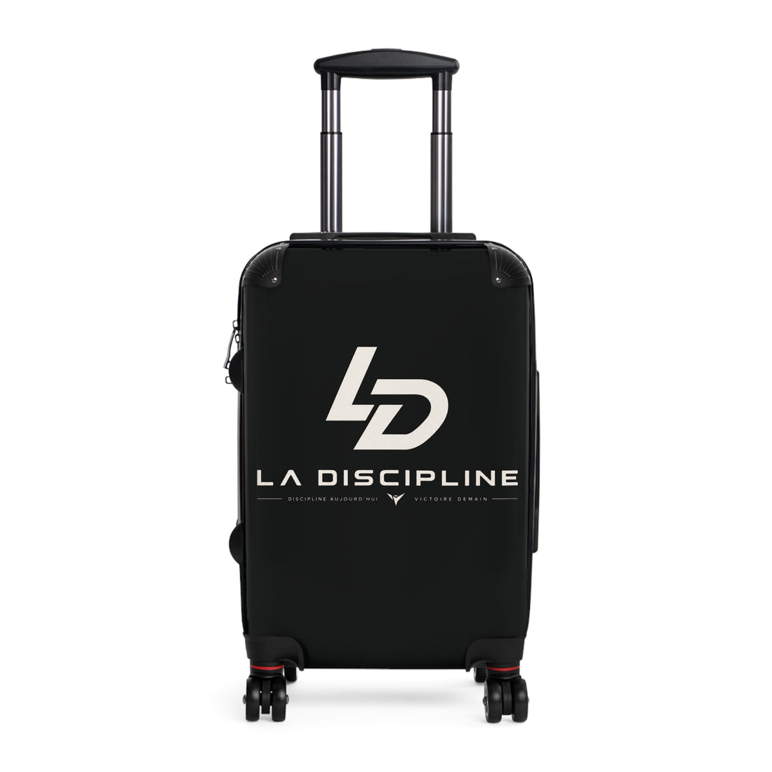 La Discipline Logo Carry-On Suitcase – Black Hard-Shell Travel Luggage Printify