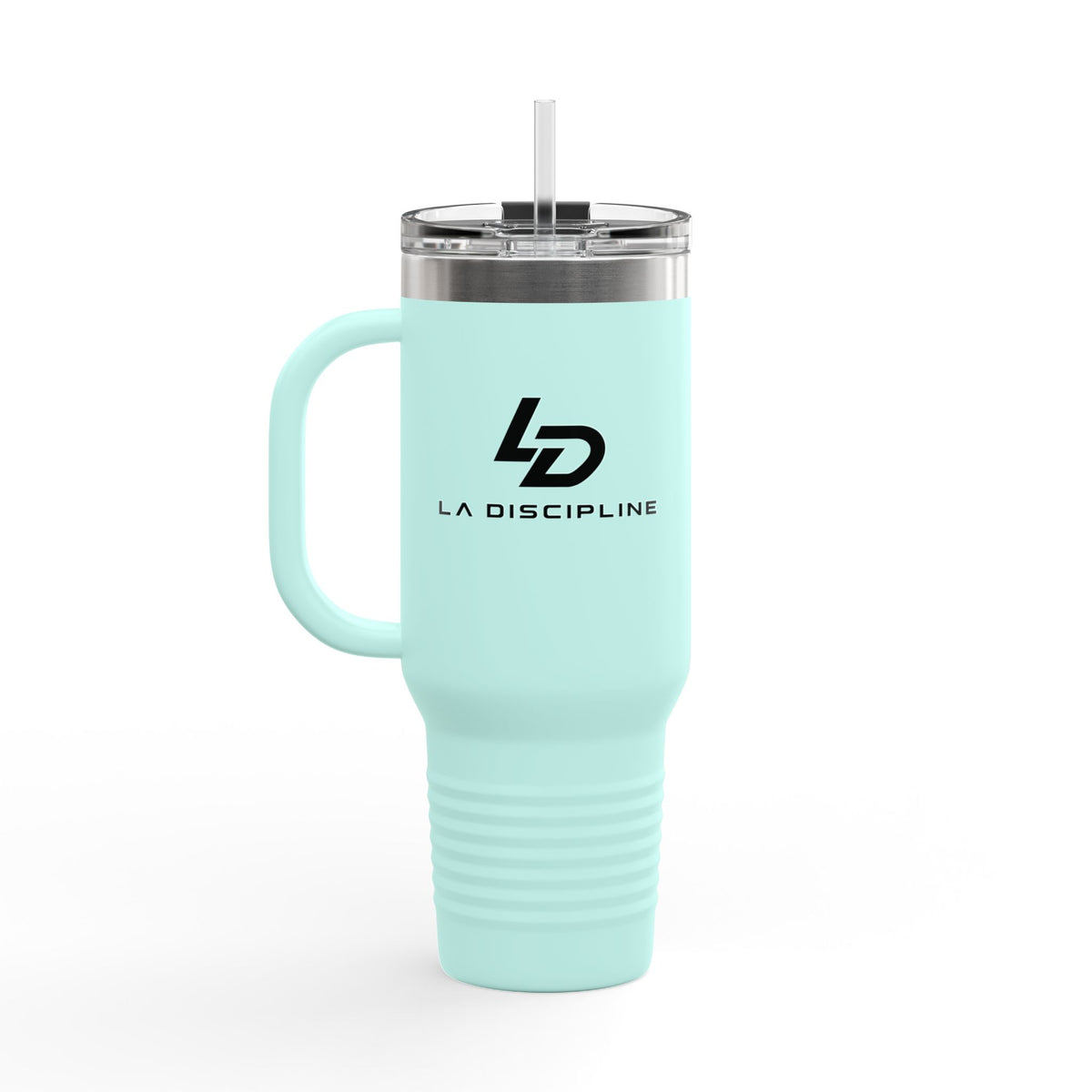 La Discipline 40oz Insulated Travel Mug – Large Stainless Steel Tumbler with Straw &amp; Handle Printify