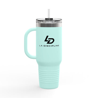 La Discipline 40oz Insulated Travel Mug – Large Stainless Steel Tumbler with Straw &amp; Handle Printify