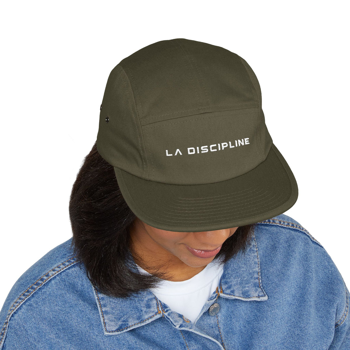 Embroidered 5-Panel Cap — "LA DISCIPLINE" Minimal Logo Printify