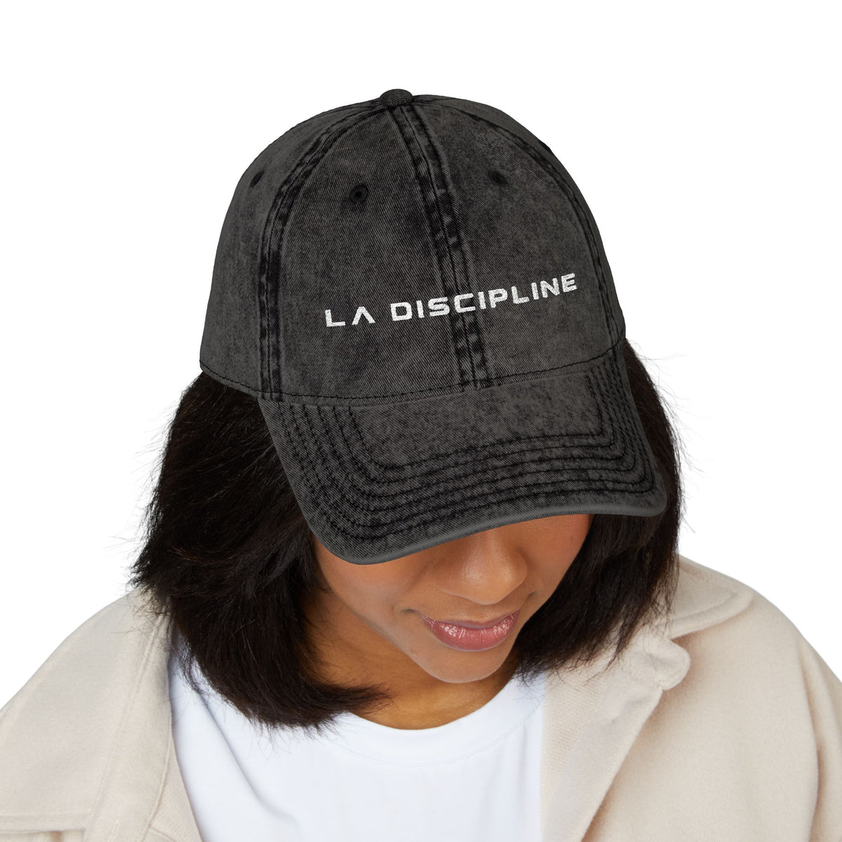 La Discipline Vintage Embroidered Cap — Washed Red Baseball Hat Printify