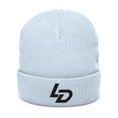 Embroidered LD Ribbed Knit Beanie — Cozy Casual Winter Hat Printify