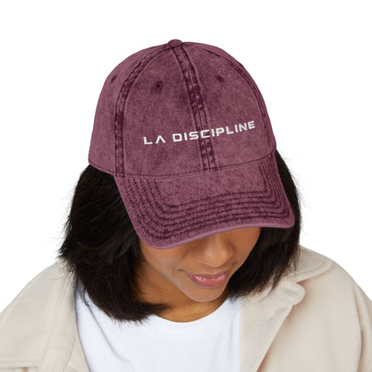 La Discipline Vintage Embroidered Cap — Washed Red Baseball Hat Printify