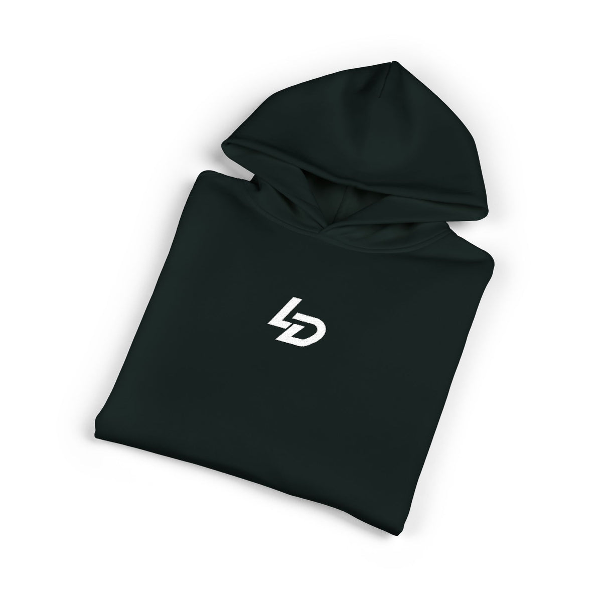 Minimal LD Logo Hoodie — Black Casual Streetwear Hoodie Printify
