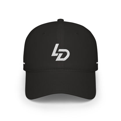 LD Embroidered Low Profile Baseball Cap — Red Minimalist Logo Hat Printify