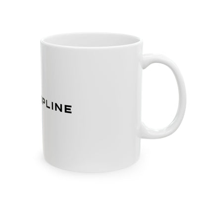 Discipline Ceramic Mug — Minimalist LA DISCIPLINE Coffee Cup (11oz, 15oz) Printify