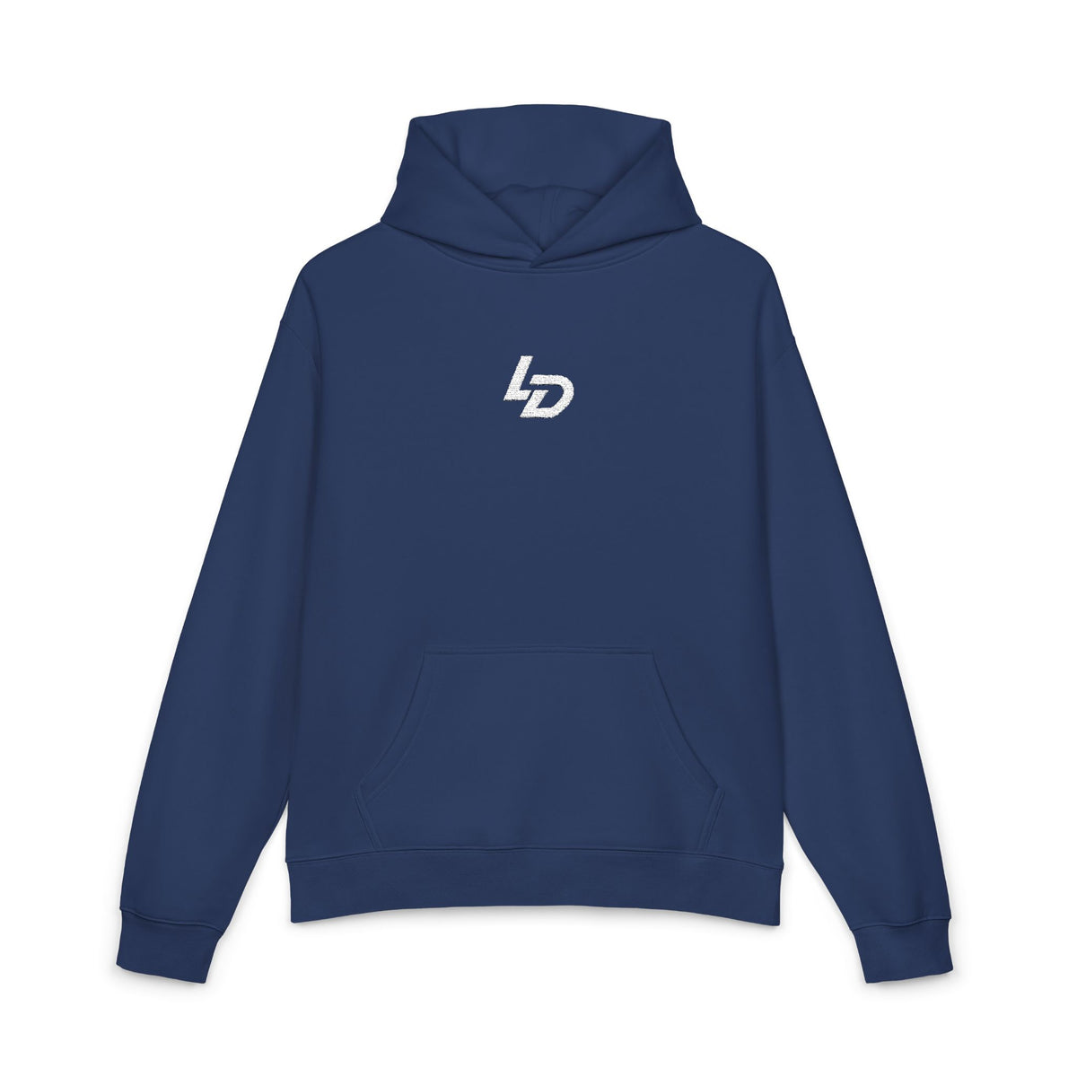 Minimal LD Logo Hoodie — Black Casual Streetwear Hoodie Printify