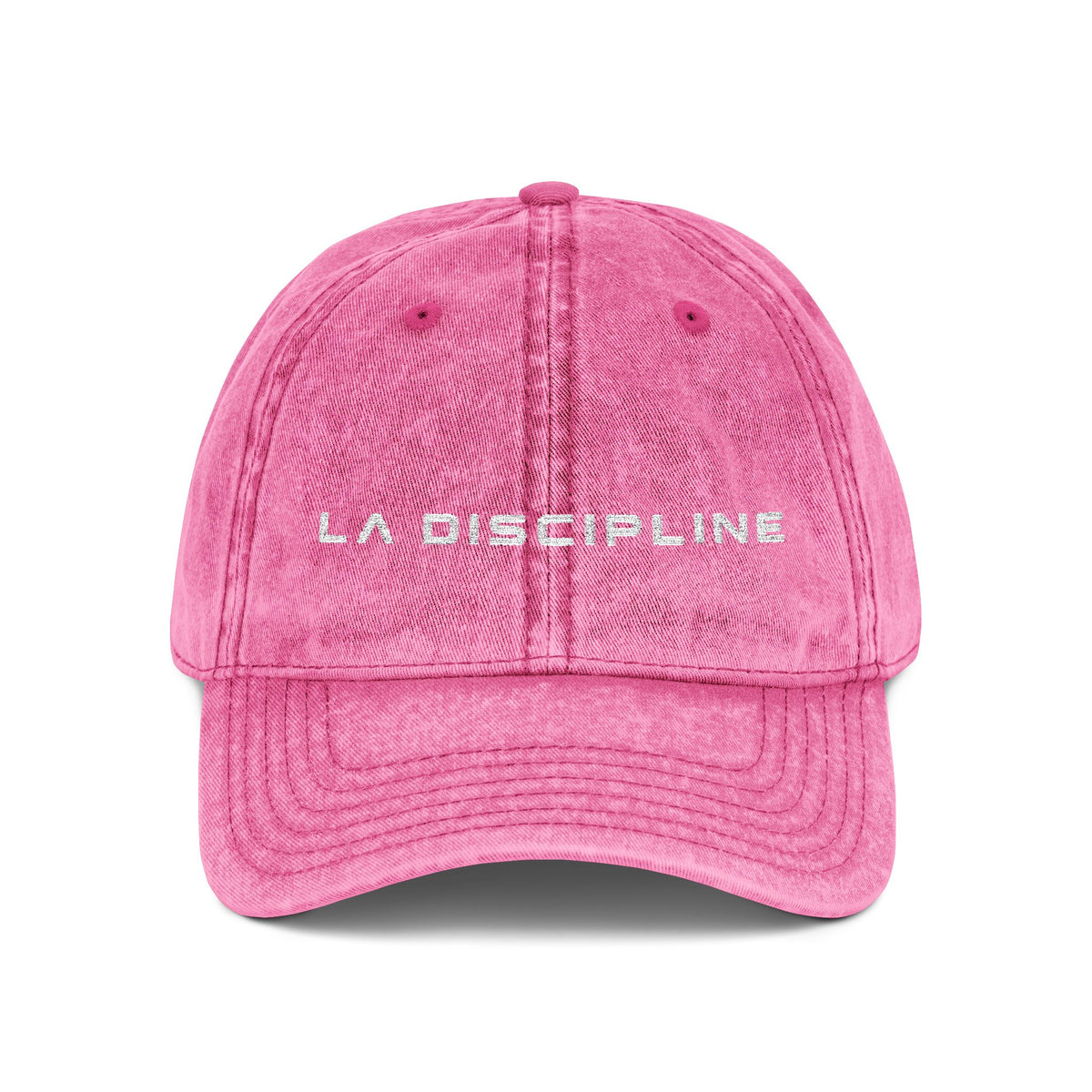 La Discipline Vintage Embroidered Cap — Washed Red Baseball Hat Printify