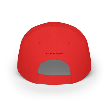 LD Logo Low-Profile Baseball Cap — Minimalist Red Hat with &