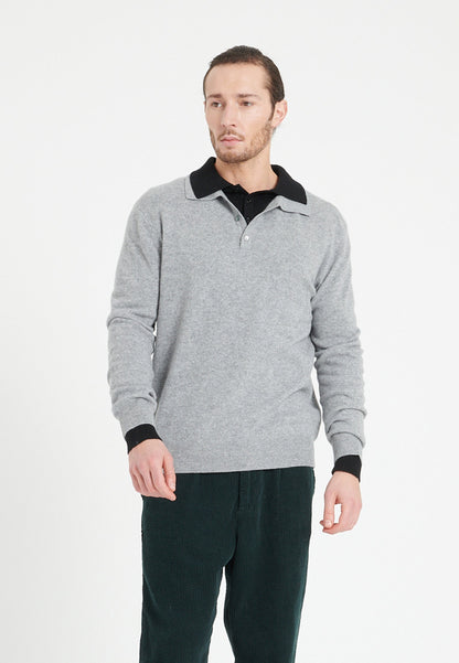 Polo manches longues homme en cachemire gris clair - LUKE 5 Studio Cashmere8