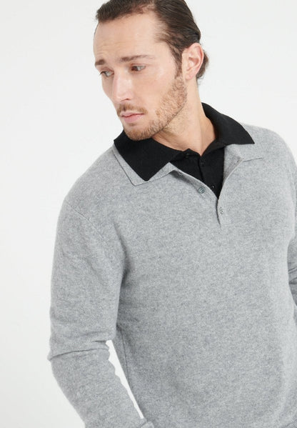 Polo manches longues homme en cachemire gris clair - LUKE 5 Studio Cashmere8