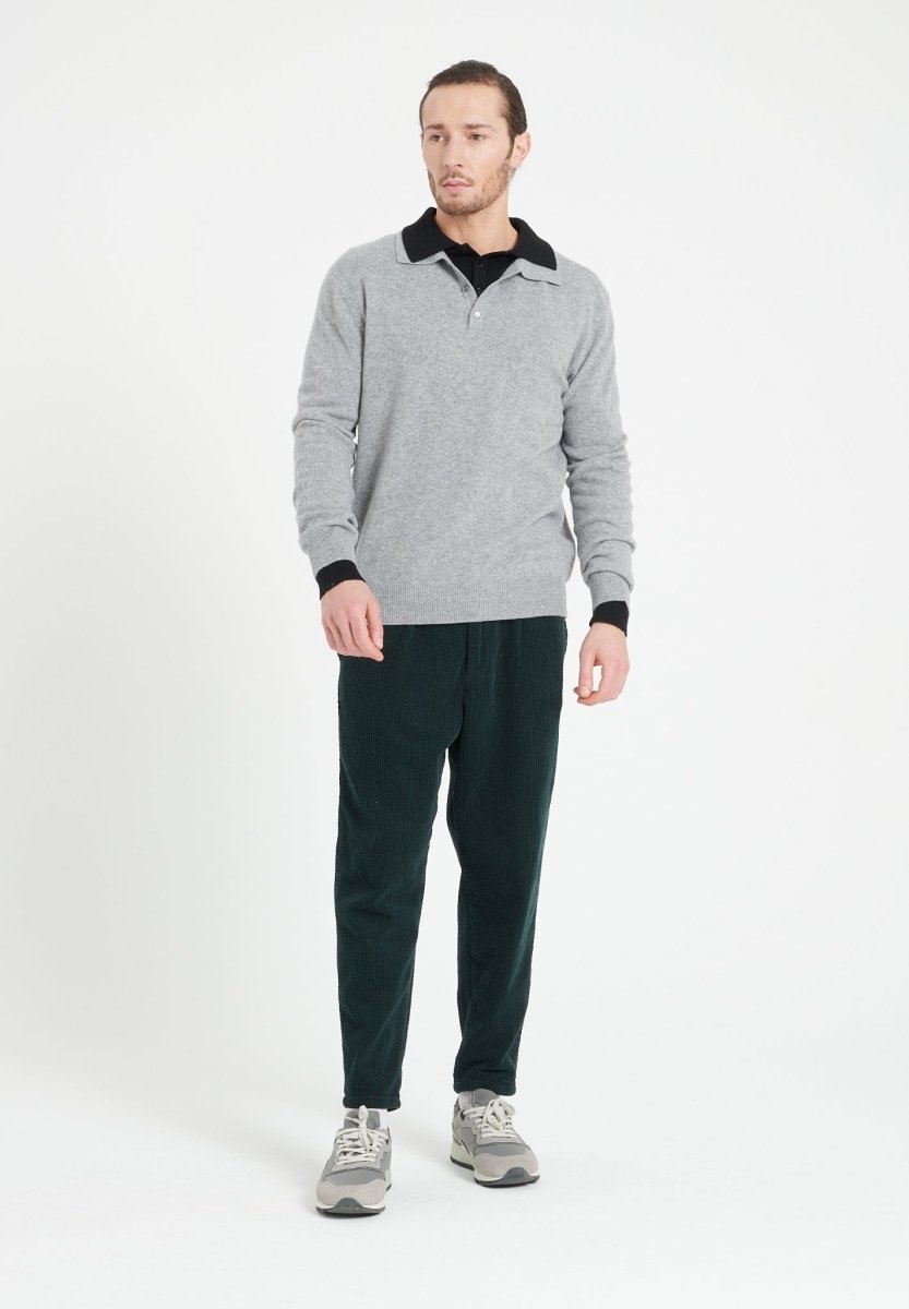 Polo manches longues homme en cachemire gris clair - LUKE 5 Studio Cashmere8