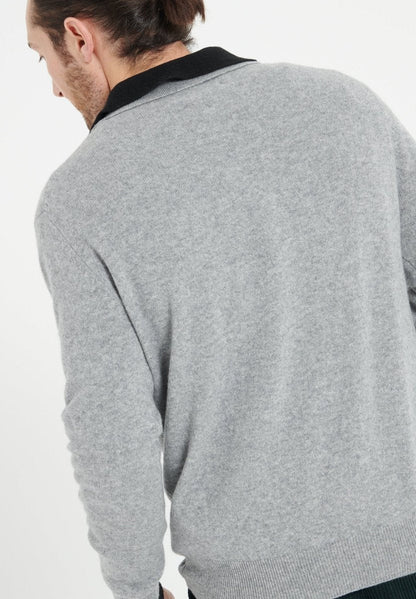 Polo manches longues homme en cachemire gris clair - LUKE 5 Studio Cashmere8