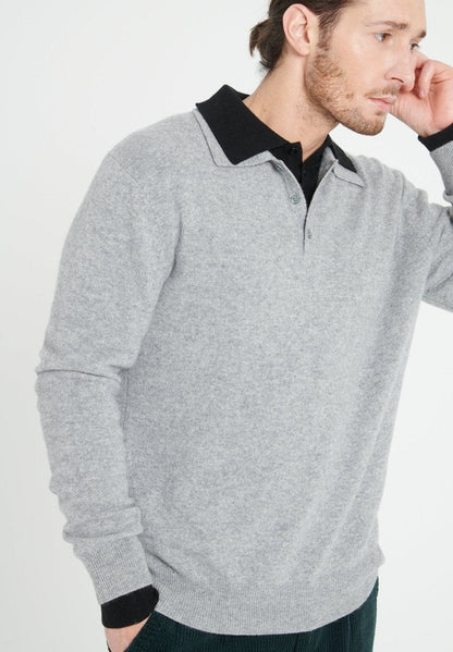 Polo manches longues homme en cachemire gris clair - LUKE 5 Studio Cashmere8